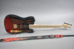 Fender 1994 Telecaster James Burton Signature Black with Red Paisley Flames